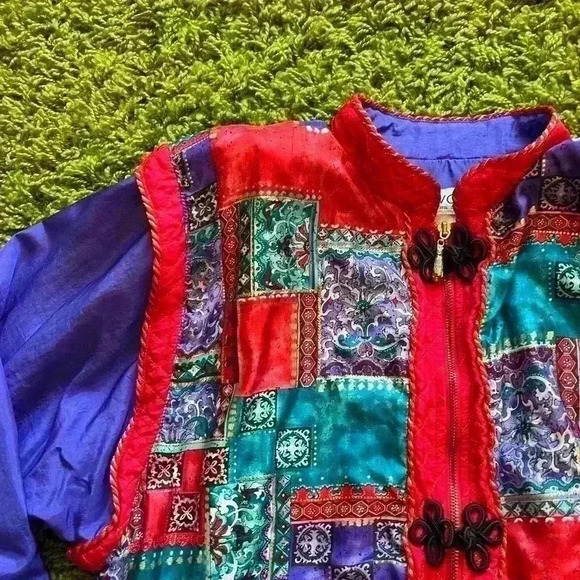 Vintage 80s Abstract Nylon Windbreaker Jacket - Picture 3 of 4